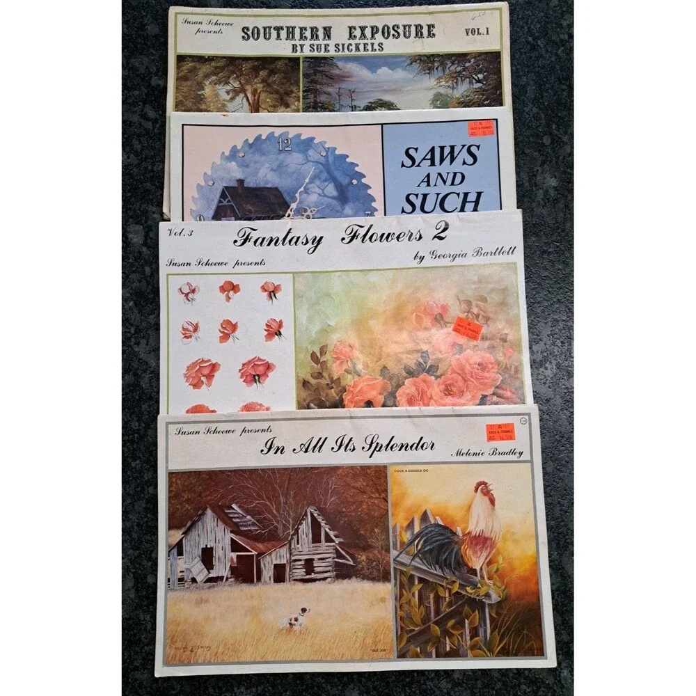 4 Books Susan Scheewe Oil Tole Painting Techniques Country Scenes Barns Floral